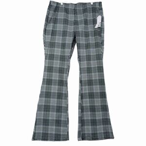 TINSELTOWN Womens 18W Black White Plaid Flare Bell Bottom Pants Stretch